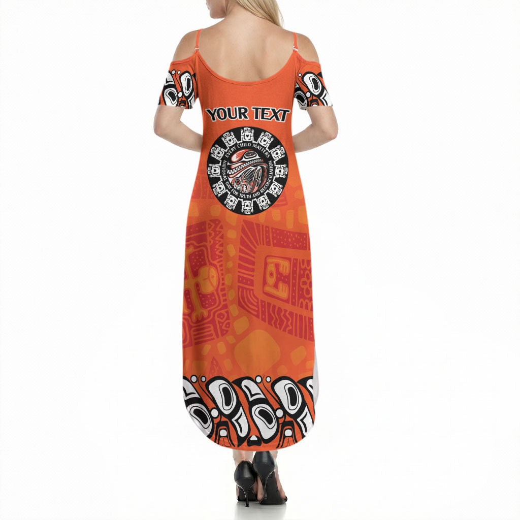 All Children Matters Support Personalized Summer Maxi Dress Haida Spirit Animals Indigenous Orange Day