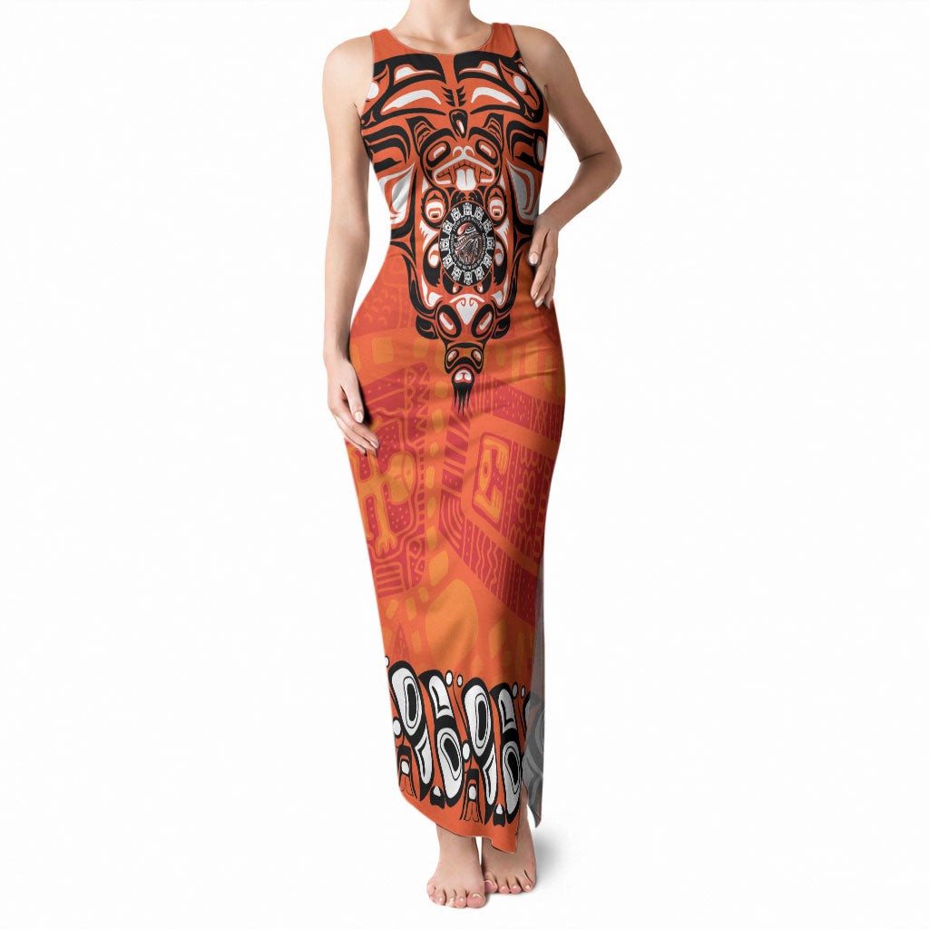 All Children Matters Support Personalized Tank Maxi Dress Haida Spirit Animals Indigenous Orange Day