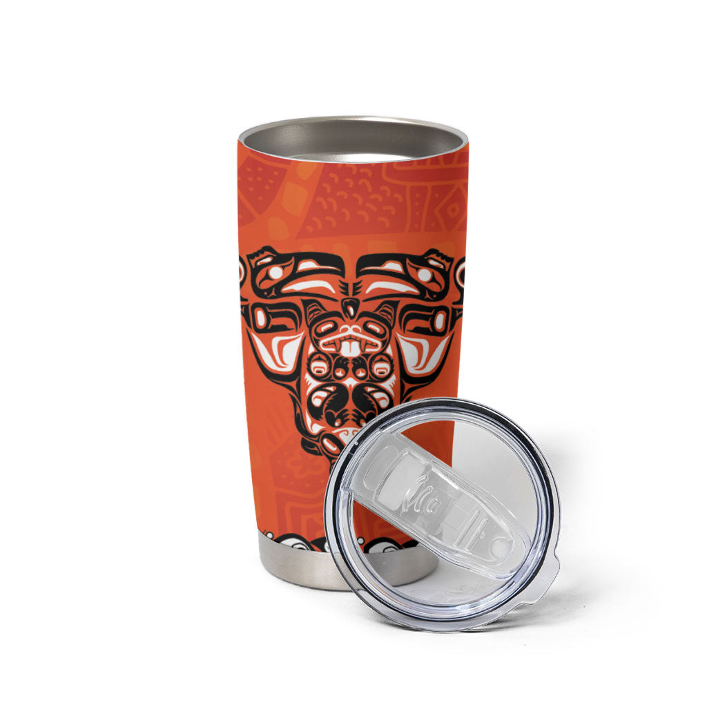 All Children Matters Support Personalized Tumbler Cup Haida Spirit Animals Indigenous Orange Day