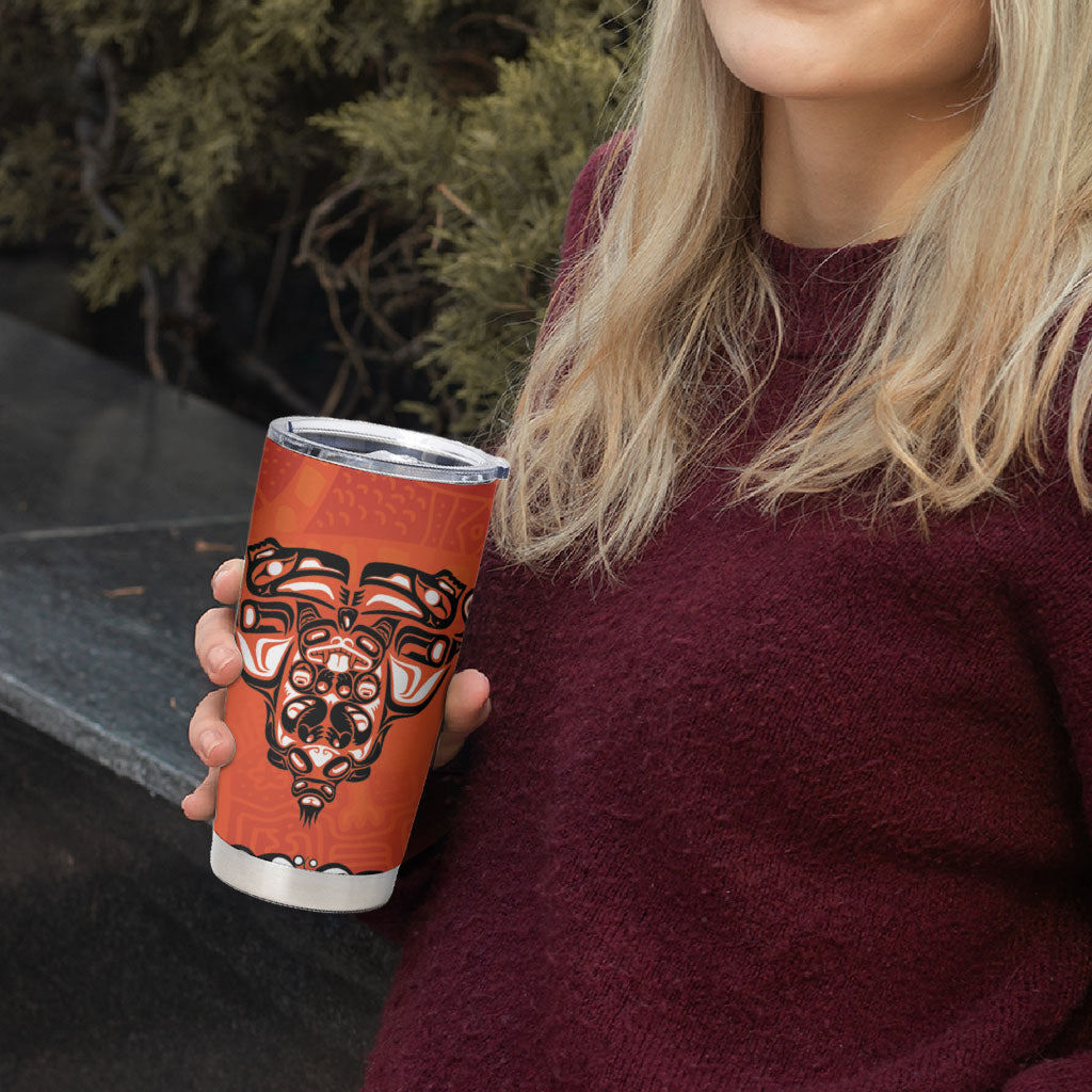 All Children Matters Support Personalized Tumbler Cup Haida Spirit Animals Indigenous Orange Day