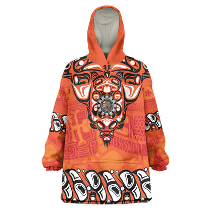 All Children Matters Support Personalized Wearable Blanket Hoodie Haida Spirit Animals Indigenous Orange Day