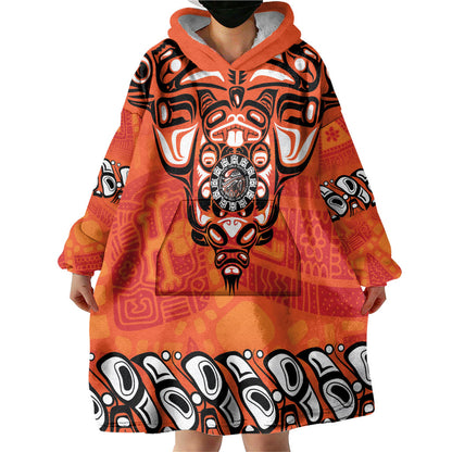 All Children Matters Support Personalized Wearable Blanket Hoodie Haida Spirit Animals Indigenous Orange Day