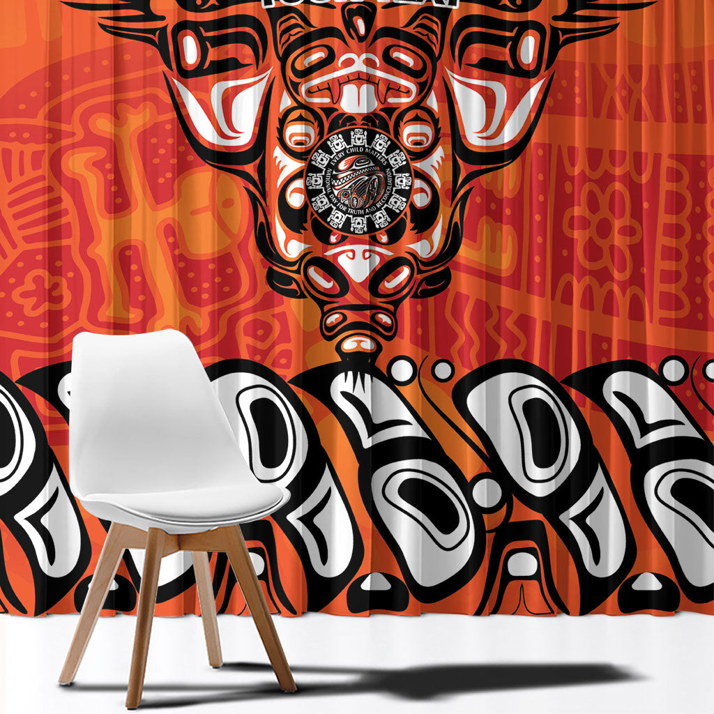 All Children Matters Support Personalized Window Curtain Haida Spirit Animals Indigenous Orange Day