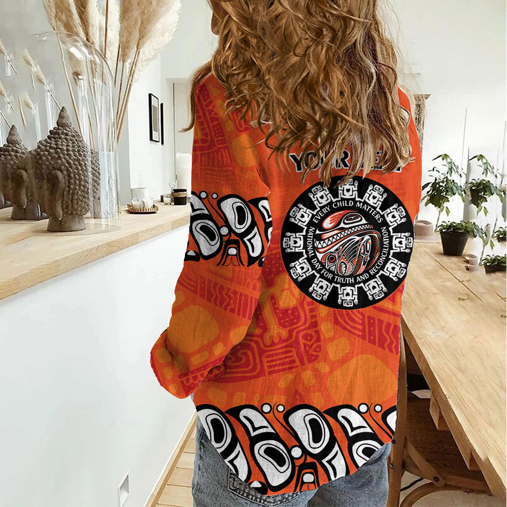 All Children Matters Support Personalized Women Casual Shirt Haida Spirit Animals Indigenous Orange Day