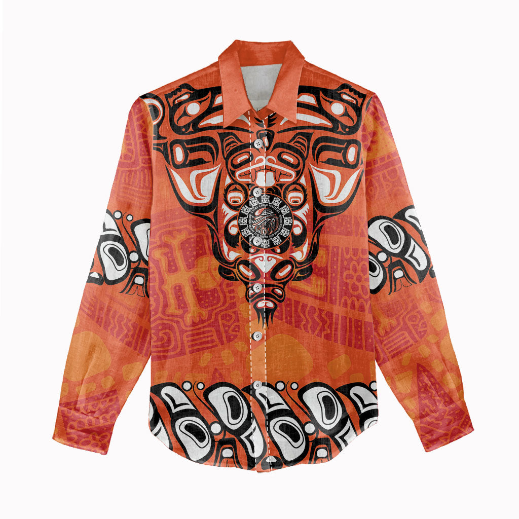 All Children Matters Support Personalized Women Casual Shirt Haida Spirit Animals Indigenous Orange Day