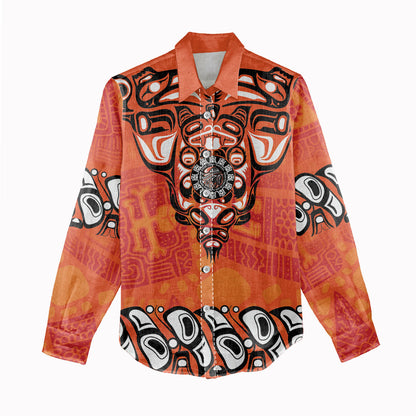 All Children Matters Support Personalized Women Casual Shirt Haida Spirit Animals Indigenous Orange Day