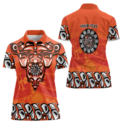 All Children Matters Support Personalized Women Polo Shirt Haida Spirit Animals Indigenous Orange Day