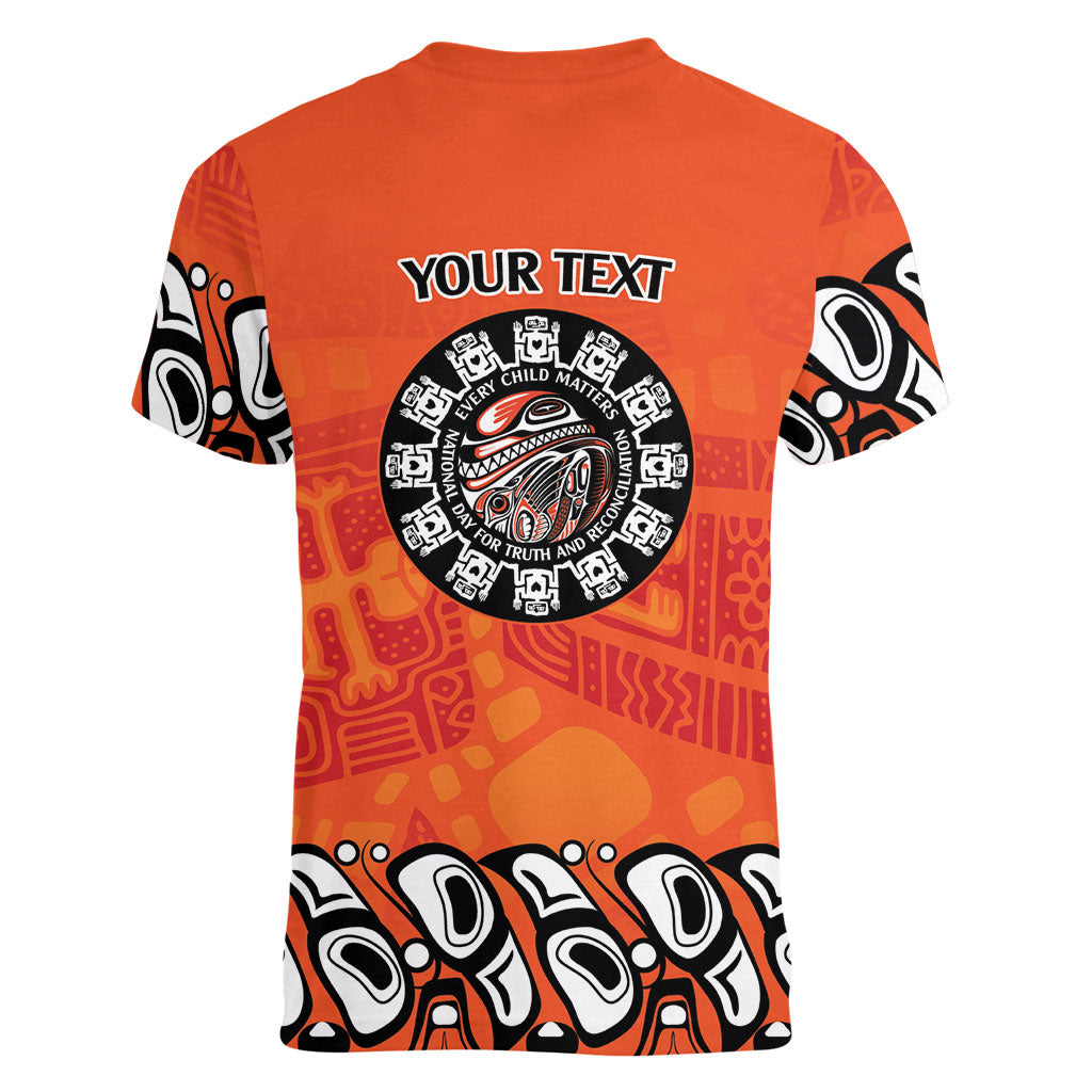 All Children Matters Support Personalized Women V-Neck T-Shirt Haida Spirit Animals Indigenous Orange Day