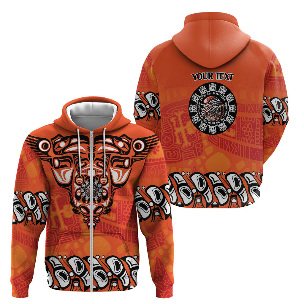 All Children Matters Support Personalized Zip Hoodie Haida Spirit Animals Indigenous Orange Day