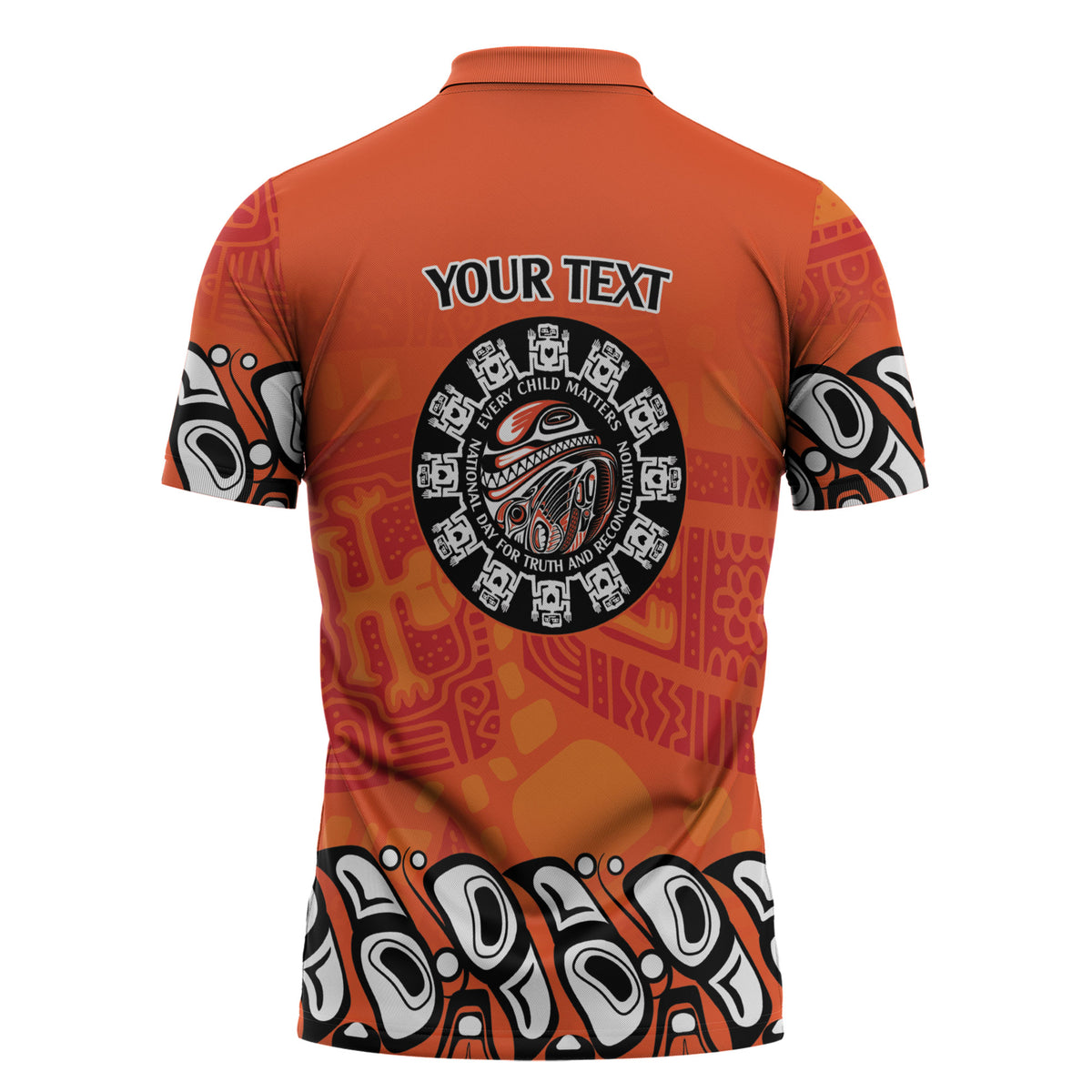 All Children Matters Support Personalized Zipper Polo Shirt Haida Spirit Animals Indigenous Orange Day