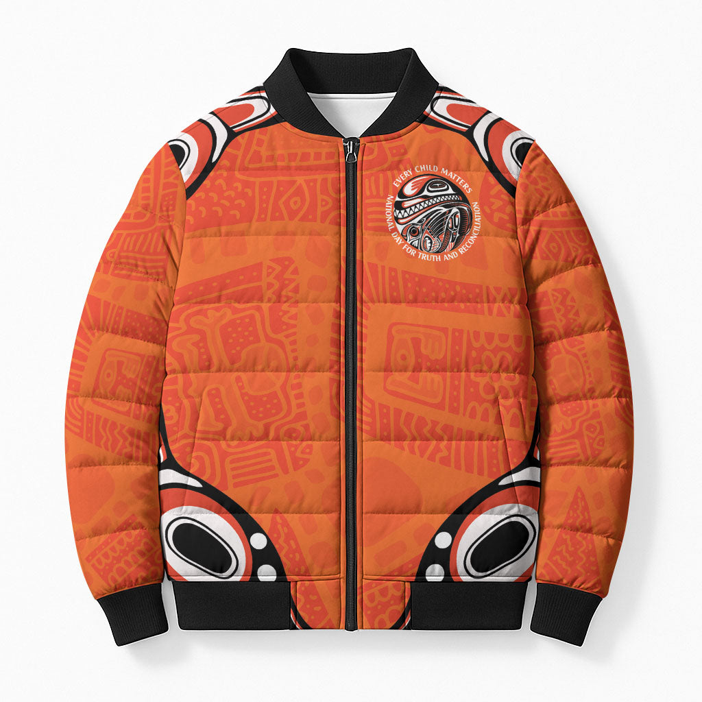 All Children Matters Support Personalized Bomber Puffer Jacket Kindness and Equality Indigenous Orange Day