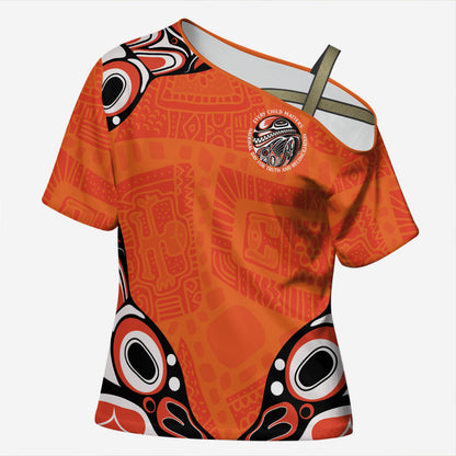 All Children Matters Support Personalized Cross Shoulder Shirt Kindness and Equality Indigenous Orange Day