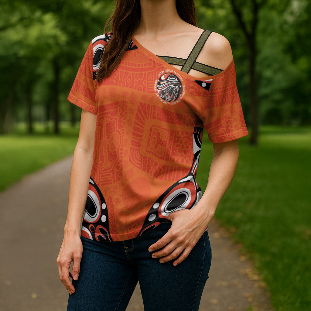 All Children Matters Support Personalized Cross Shoulder Shirt Kindness and Equality Indigenous Orange Day
