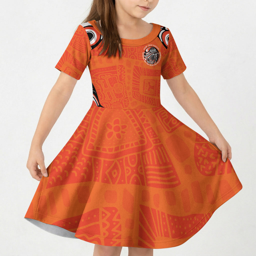 All Children Matters Support Personalized Kid Short Sleeve Dress Kindness and Equality Indigenous Orange Day