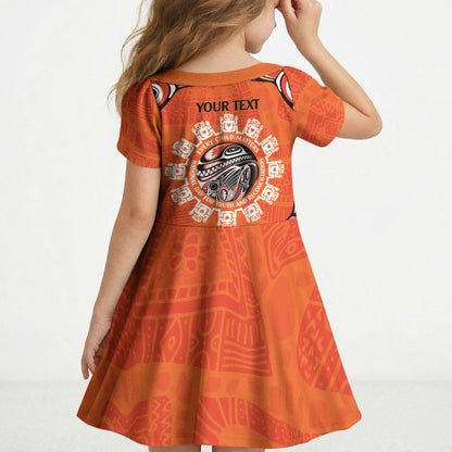 All Children Matters Support Personalized Kid Short Sleeve Dress Kindness and Equality Indigenous Orange Day