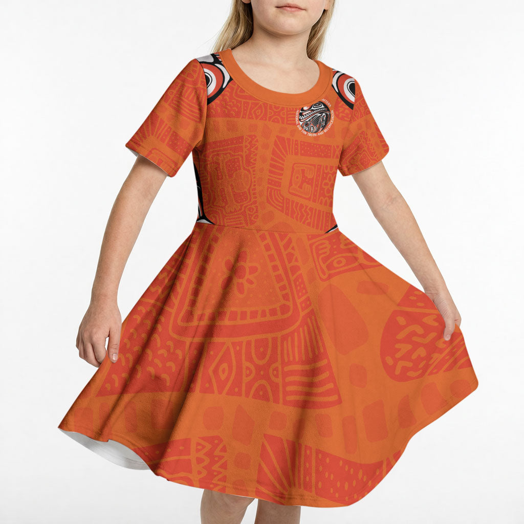 All Children Matters Support Personalized Kid Short Sleeve Dress Kindness and Equality Indigenous Orange Day