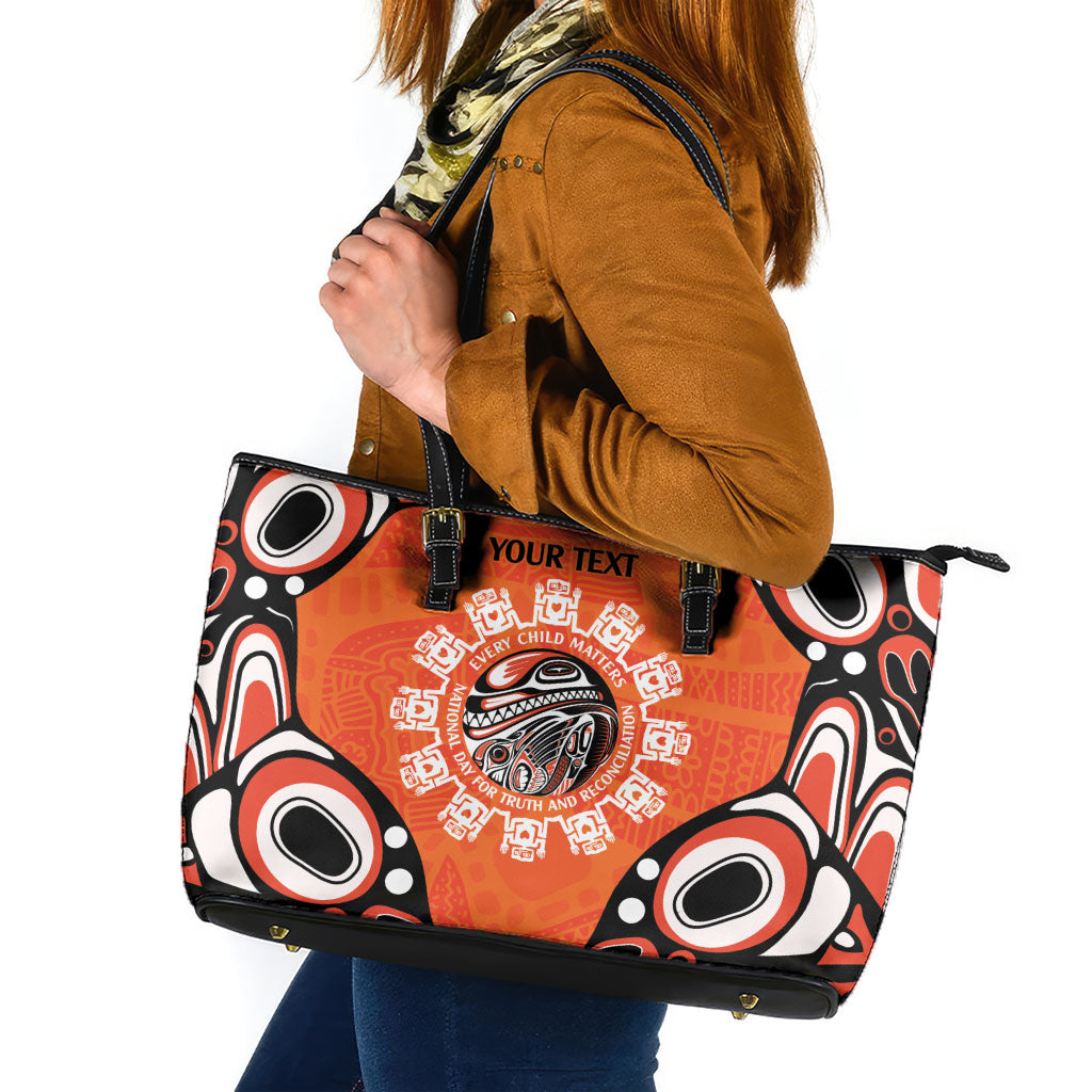 All Children Matters Support Personalized Leather Tote Bag Kindness and Equality Indigenous Orange Day