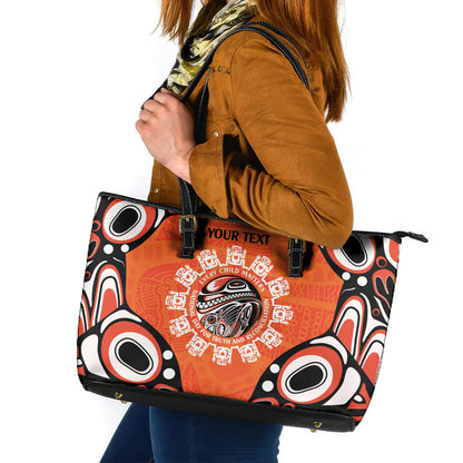 All Children Matters Support Personalized Leather Tote Bag Kindness and Equality Indigenous Orange Day