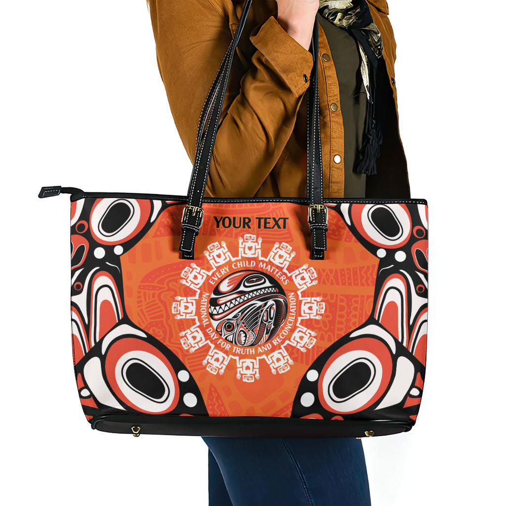 All Children Matters Support Personalized Leather Tote Bag Kindness and Equality Indigenous Orange Day