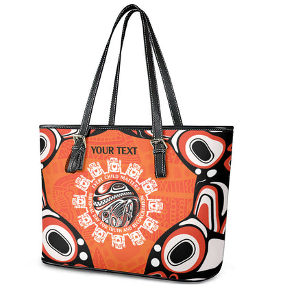 All Children Matters Support Personalized Leather Tote Bag Kindness and Equality Indigenous Orange Day