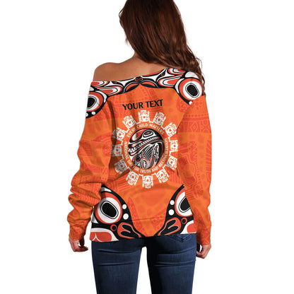 All Children Matters Support Personalized Off Shoulder Sweater Kindness and Equality Indigenous Orange Day