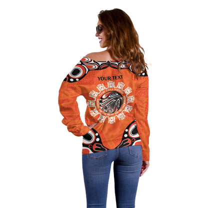 All Children Matters Support Personalized Off Shoulder Sweater Kindness and Equality Indigenous Orange Day