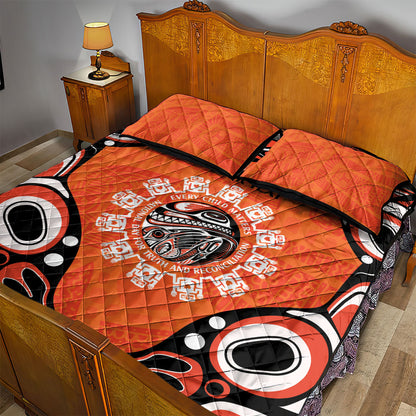 All Children Matters Support Personalized Quilt Bed Set Kindness and Equality Indigenous Orange Day