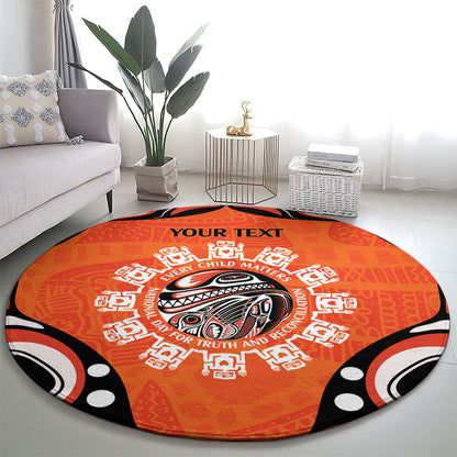 All Children Matters Support Personalized Round Carpet Kindness and Equality Indigenous Orange Day