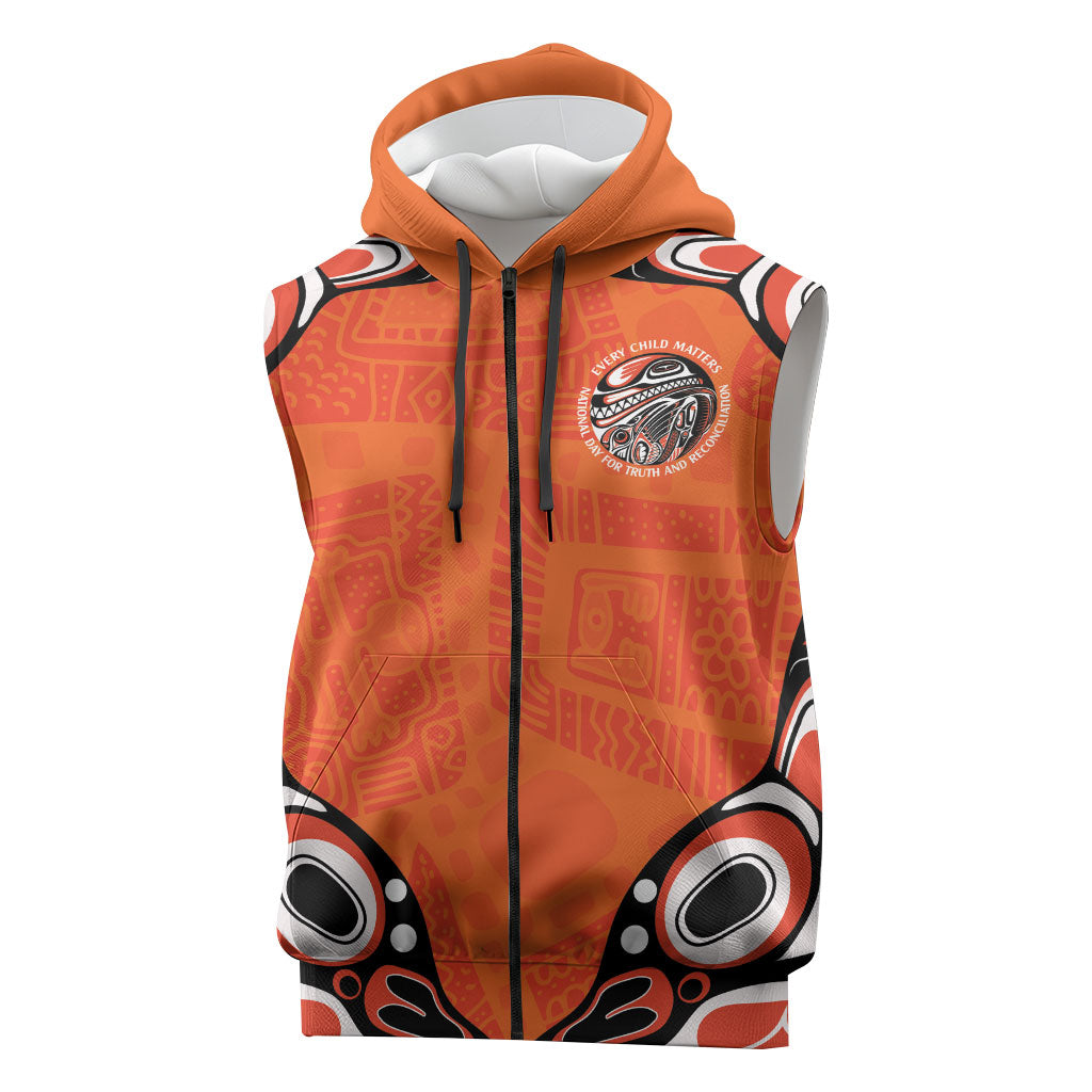 All Children Matters Support Personalized Sleeveless Zip Hoodie Kindness and Equality Indigenous Orange Day