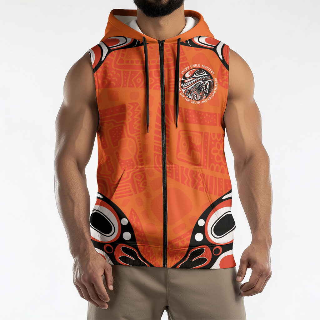 All Children Matters Support Personalized Sleeveless Zip Hoodie Kindness and Equality Indigenous Orange Day