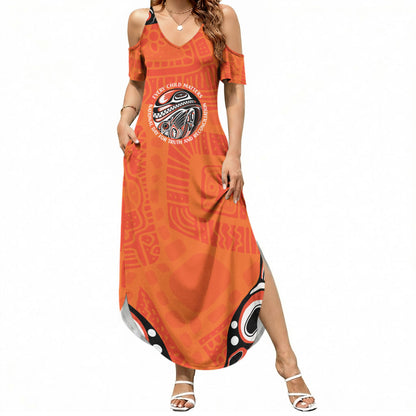 All Children Matters Support Personalized Summer Maxi Dress Kindness and Equality Indigenous Orange Day