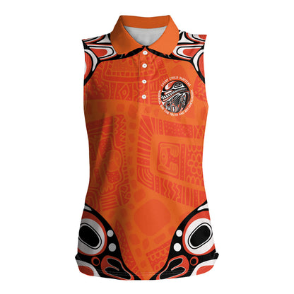 All Children Matters Support Personalized Women Sleeveless Polo Shirt Kindness and Equality Indigenous Orange Day