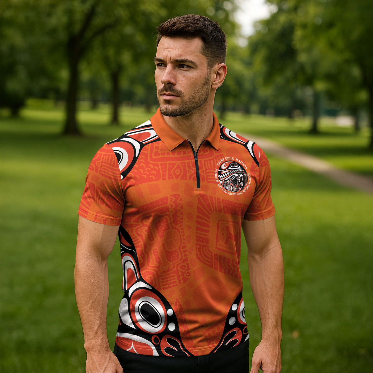 All Children Matters Support Personalized Zipper Polo Shirt Kindness and Equality Indigenous Orange Day