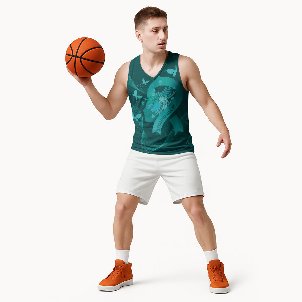 Australia Tourette Syndrome Support Acceptance Personalised Basketball Jersey Butterfly Ribbon Art