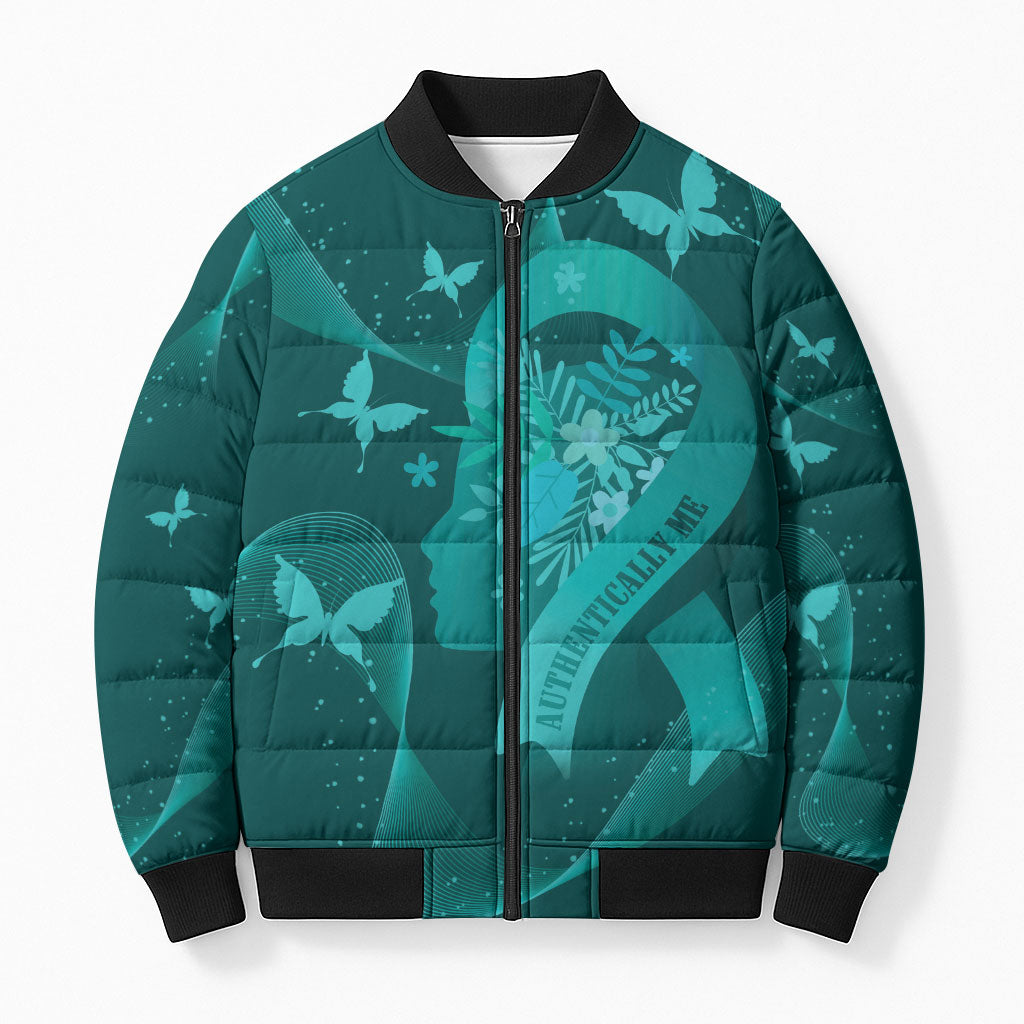 Australia Tourette Syndrome Support Acceptance Personalised Bomber Puffer Jacket Butterfly Ribbon Art