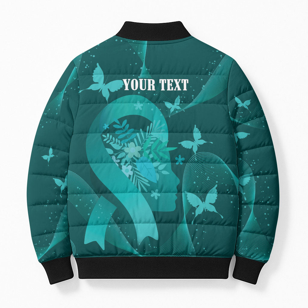 Australia Tourette Syndrome Support Acceptance Personalised Bomber Puffer Jacket Butterfly Ribbon Art