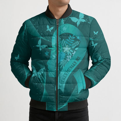 Australia Tourette Syndrome Support Acceptance Personalised Bomber Puffer Jacket Butterfly Ribbon Art