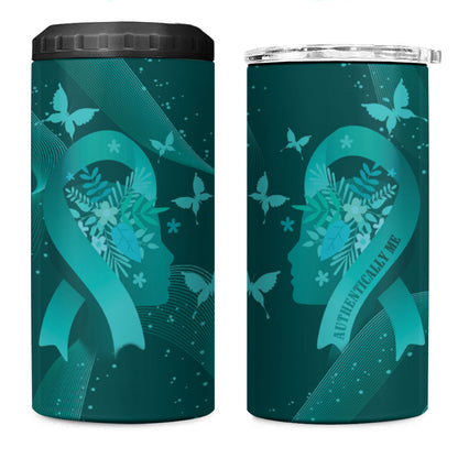 Australia Tourette Syndrome Support Acceptance Personalised 4 in 1 Can Cooler Tumbler Butterfly Ribbon Art