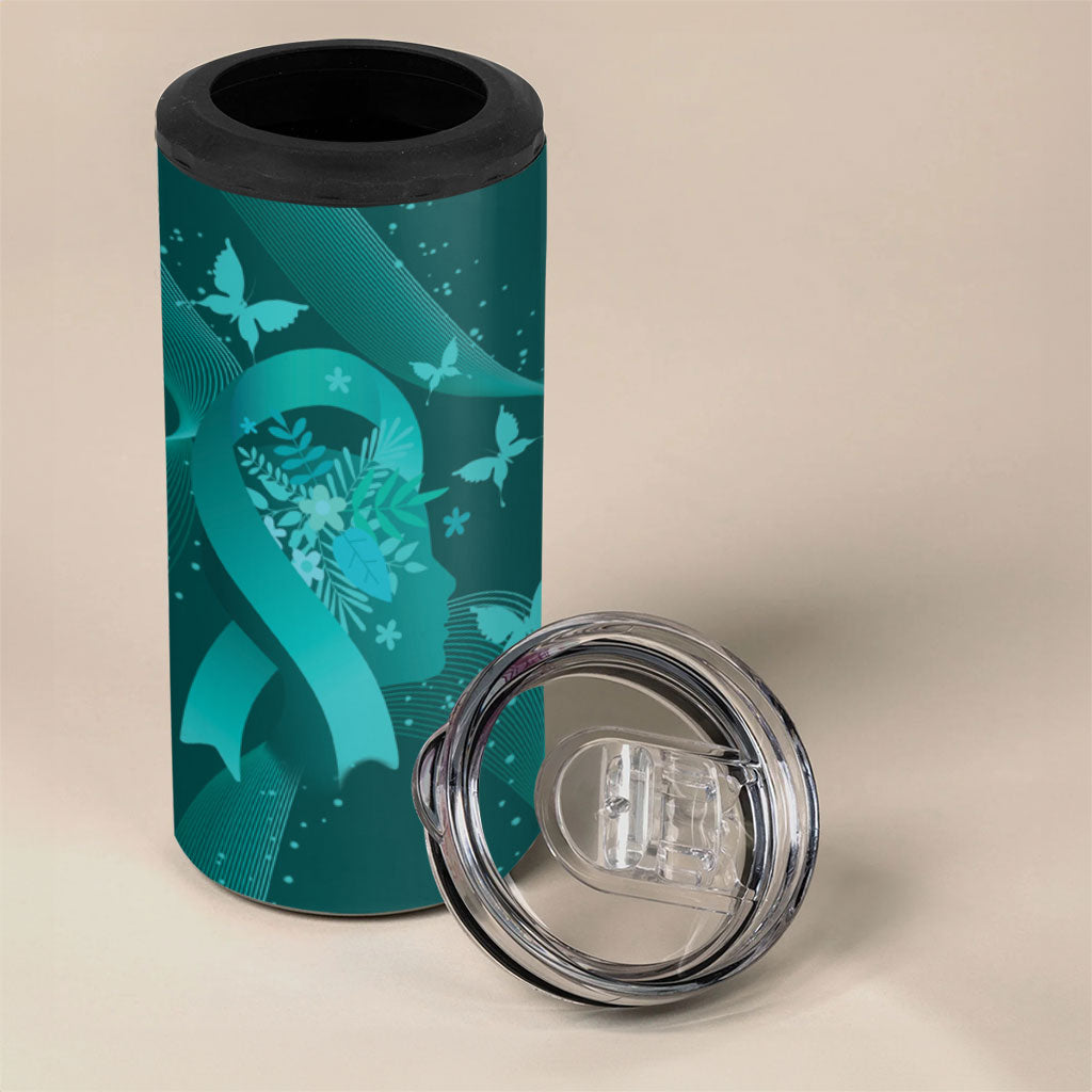 Australia Tourette Syndrome Support Acceptance Personalised 4 in 1 Can Cooler Tumbler Butterfly Ribbon Art