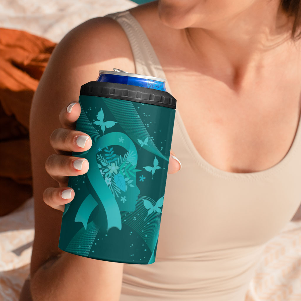Australia Tourette Syndrome Support Acceptance Personalised 4 in 1 Can Cooler Tumbler Butterfly Ribbon Art