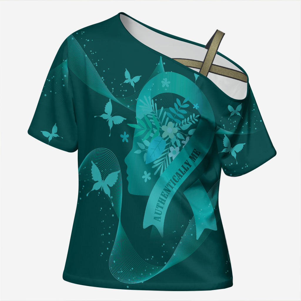 Australia Tourette Syndrome Support Acceptance Personalised Cross Shoulder Shirt Butterfly Ribbon Art