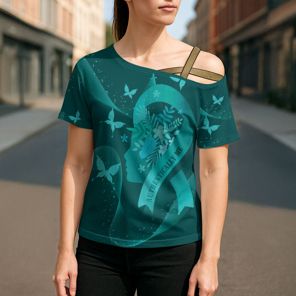 Australia Tourette Syndrome Support Acceptance Personalised Cross Shoulder Shirt Butterfly Ribbon Art
