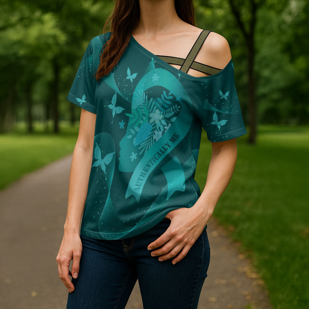 Australia Tourette Syndrome Support Acceptance Personalised Cross Shoulder Shirt Butterfly Ribbon Art