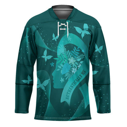 Australia Tourette Syndrome Support Acceptance Personalised Hockey Jersey Butterfly Ribbon Art