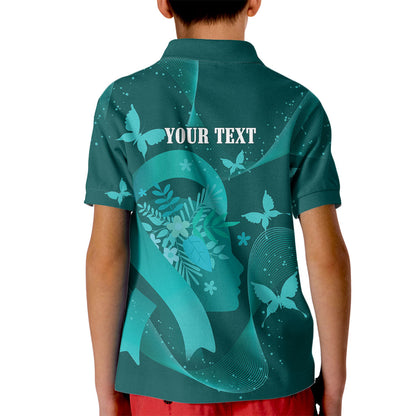 Australia Tourette Syndrome Support Acceptance Personalised Kid Polo Shirt Butterfly Ribbon Art
