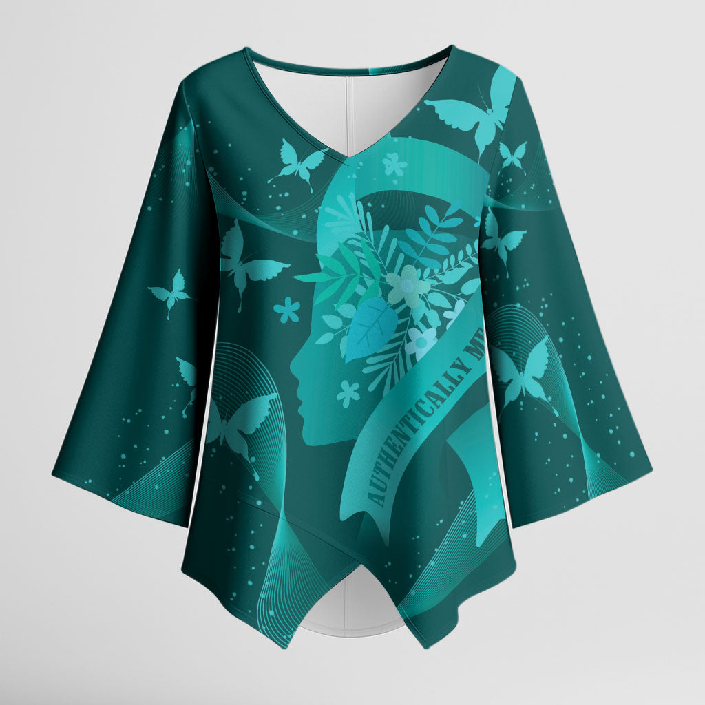 Australia Tourette Syndrome Support Acceptance Personalised Kimono Sleeve Blouse Butterfly Ribbon Art