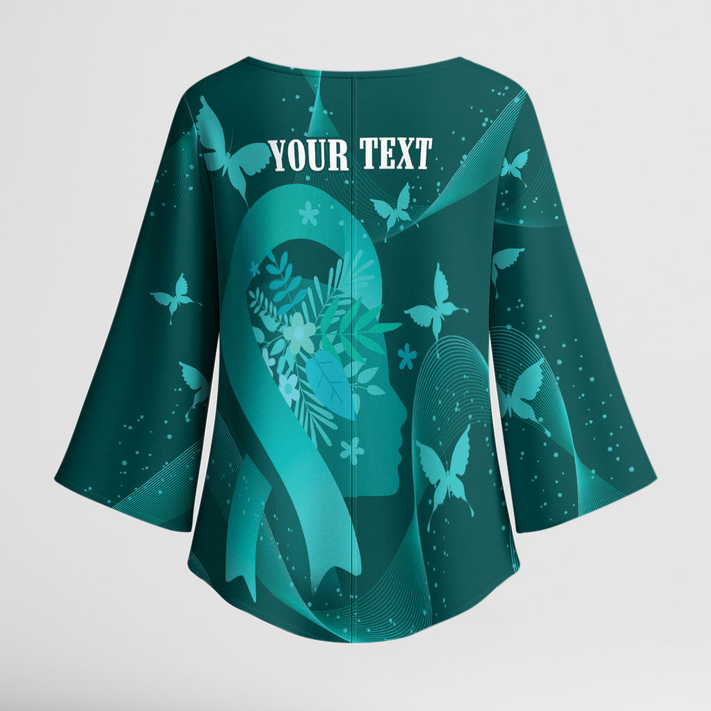 Australia Tourette Syndrome Support Acceptance Personalised Kimono Sleeve Blouse Butterfly Ribbon Art