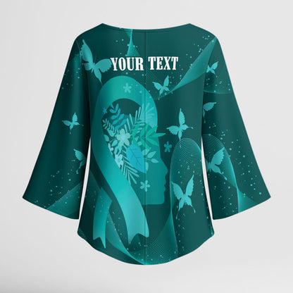 Australia Tourette Syndrome Support Acceptance Personalised Kimono Sleeve Blouse Butterfly Ribbon Art