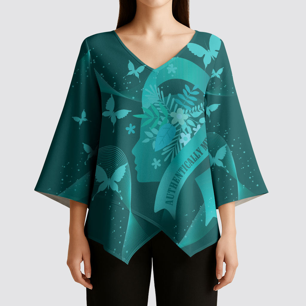 Australia Tourette Syndrome Support Acceptance Personalised Kimono Sleeve Blouse Butterfly Ribbon Art