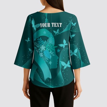 Australia Tourette Syndrome Support Acceptance Personalised Kimono Sleeve Blouse Butterfly Ribbon Art